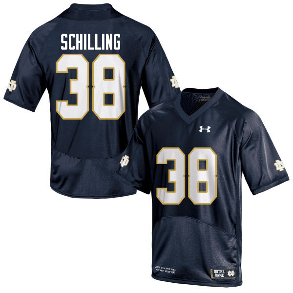 Men's NCAA Notre Dame Fighting Irish #38 Christopher Schilling Stitched College Under Armour Authentic Navy Blue Football Jersey LP10X23MX